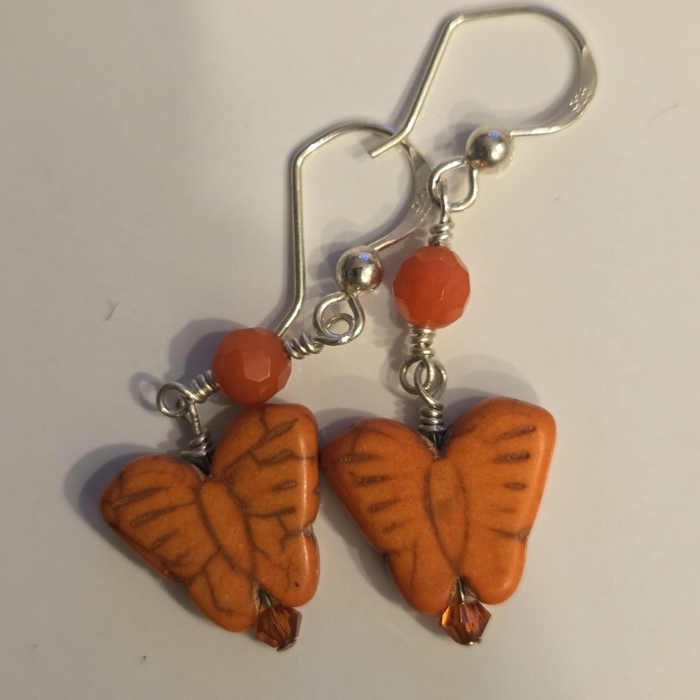Orange Butterfly Stone Earrings